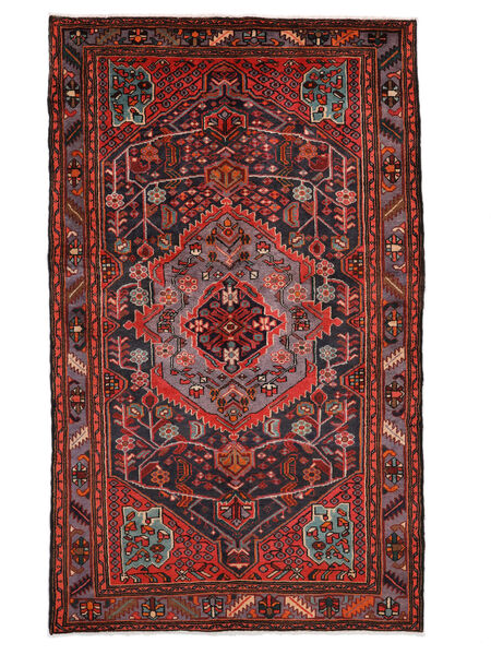  Persischer Hamadan Teppich 130X220 Schwarz/Dunkelrot (Wolle, Persien/Iran)