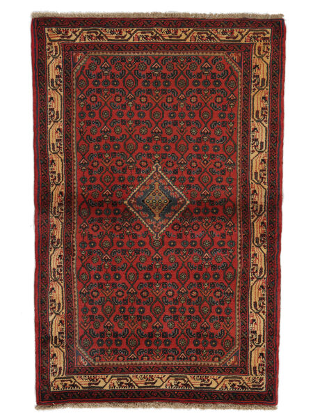 Hosseinabad Vloerkleed 102X160 Zwart/Donkerrood Wol, Perzië/Iran Carpetvista