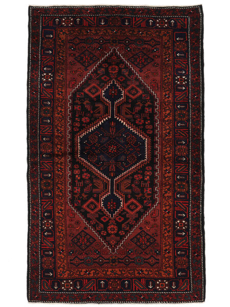 145X240 Tapis D'orient Hamadan Noir/Rouge Foncé (Laine, Perse/Iran) Carpetvista