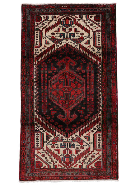  Orientalsk Hamadan Teppe 110X202 Svart/Mørk Rød Ull, Persia/Iran Carpetvista