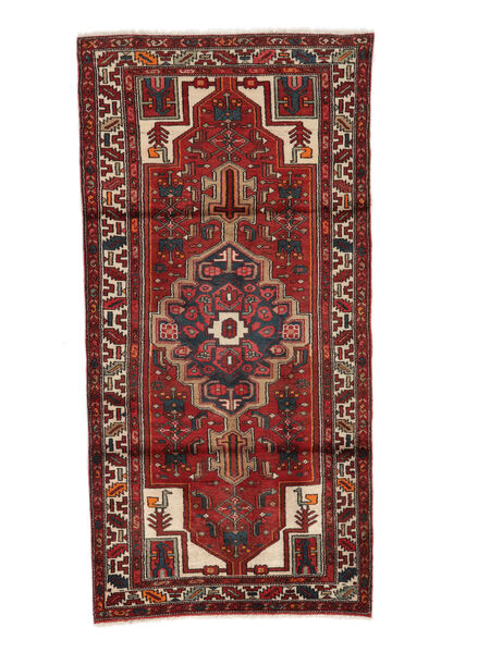 Hamadan Rug 95X190 Dark Red/Black Wool, Persia/Iran Carpetvista