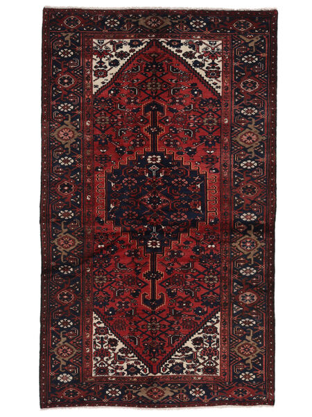  Persischer Hamadan Teppich 130X215 Schwarz/Dunkelrot (Wolle, Persien/Iran)