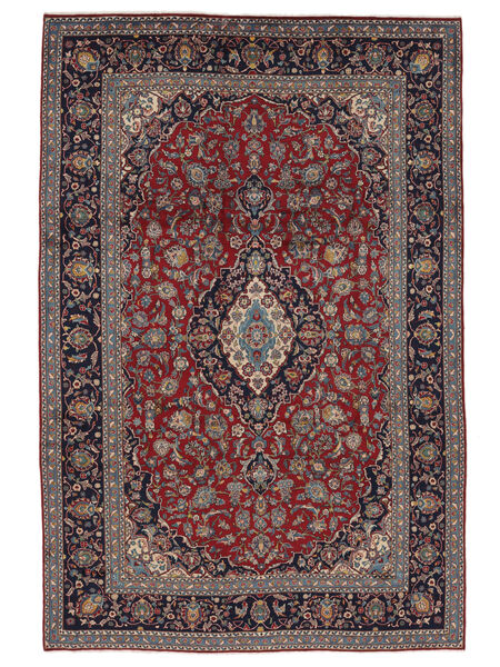 絨毯 カシャン 252X375 ブラック/ダークレッド 大きな (ウール, ペルシャ/イラン)