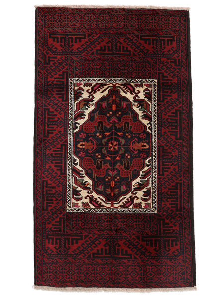 絨毯 オリエンタル バルーチ 93X168 ブラック/ダークレッド (ウール, ペルシャ/イラン)