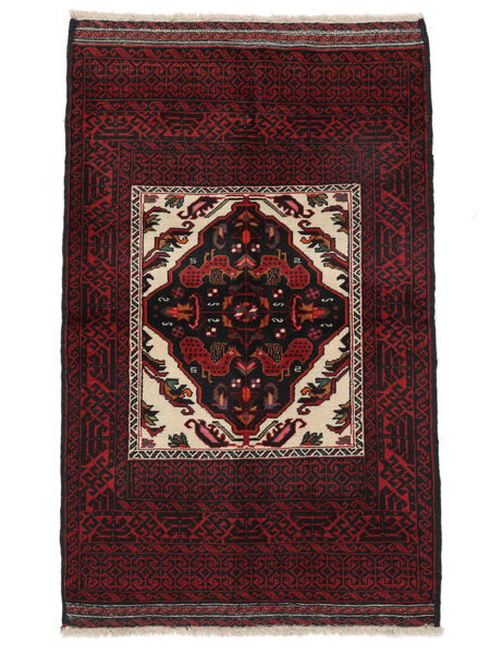 Beluch Teppe 95X140 Svart/Mørk Rød Ull, Persia/Iran Carpetvista