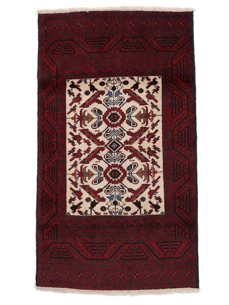 絨毯 バルーチ 90X160 ブラック/ダークレッド (ウール, ペルシャ/イラン)