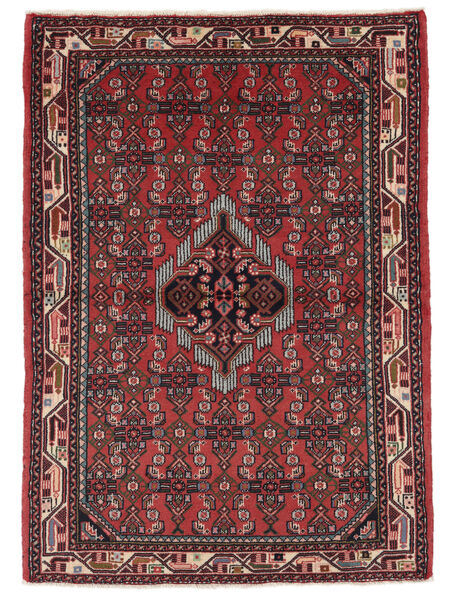 Hamadan Teppe 100X145 Svart/Mørk Rød Ull, Persia/Iran Carpetvista