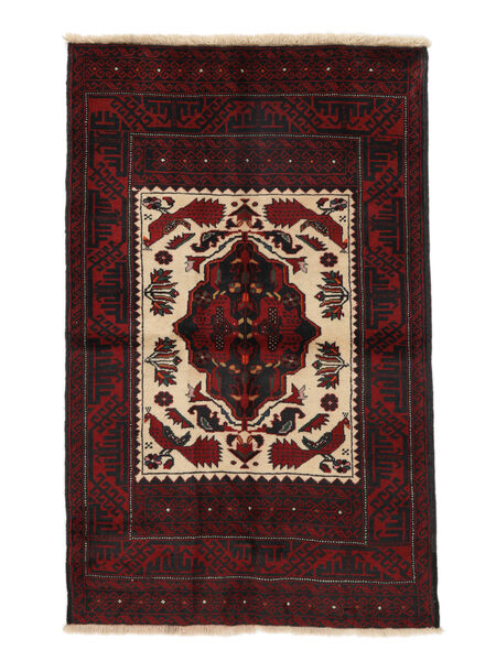 95X150 Belutsch Teppich Orientalischer Schwarz/Dunkelrot (Wolle, Persien/Iran) Carpetvista