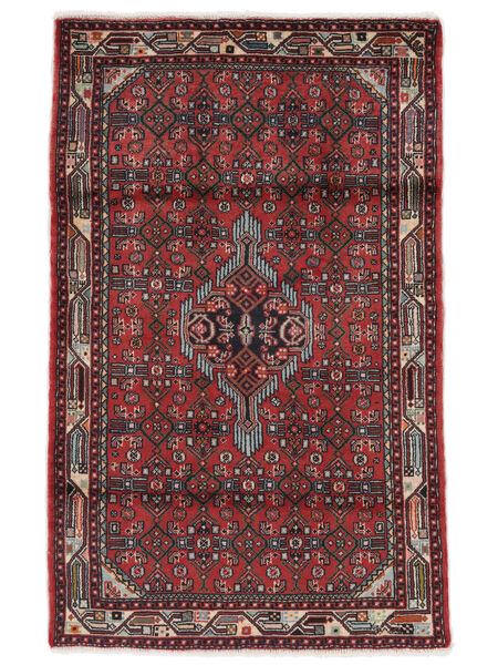 絨毯 オリエンタル ハマダン 100X158 ブラック/ダークレッド (ウール, ペルシャ/イラン)
