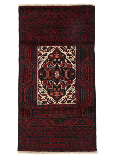 Tapis Baloutche 85X165 Noir/Rouge Foncé (Laine, Perse/Iran)