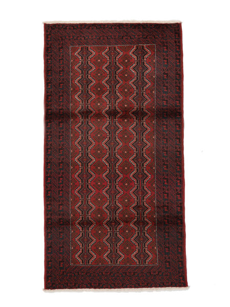 絨毯 バルーチ 100X190 ブラック/ダークレッド (ウール, ペルシャ/イラン)