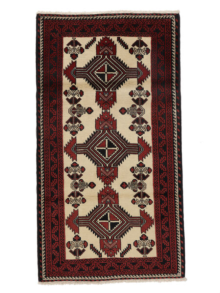 100X182 Belutsch Teppich Orientalischer Schwarz/Orange (Wolle, Persien/Iran) Carpetvista