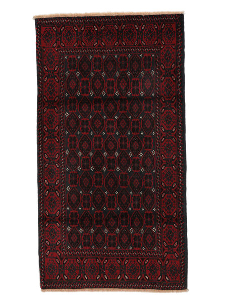 Tappeto Persiano Beluch 95X175 Nero/Rosso Scuro (Lana, Persia/Iran)