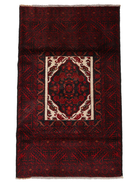 92X158 Belutsch Teppich Orientalischer Schwarz/Dunkelrot (Wolle, Persien/Iran) Carpetvista
