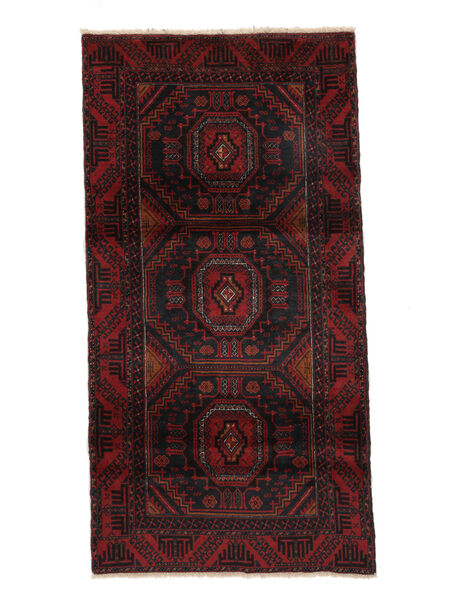 Tapete Persa Balúchi 95X185 Preto/Vermelho Escuro (Lã, Pérsia/Irão)
