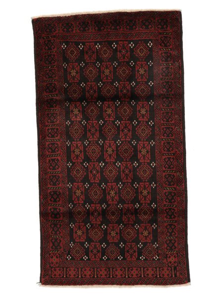 Dywan Beludż 100X190 Czarny/Ciemnoczerwony (Wełna, Persja/Iran)