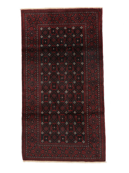 絨毯 バルーチ 98X180 ブラック/ダークレッド (ウール, ペルシャ/イラン)