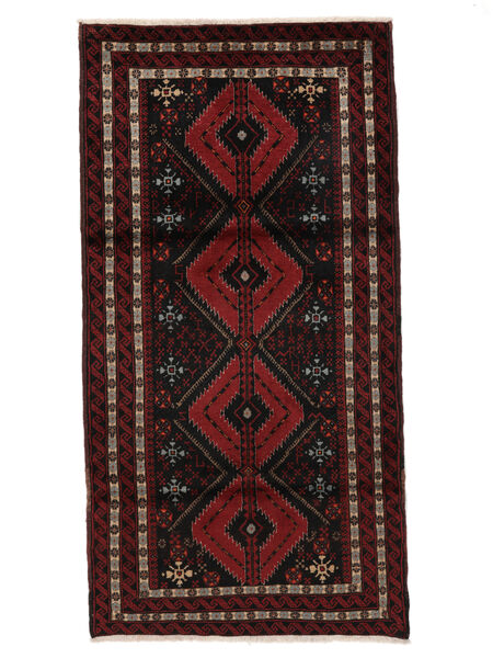 絨毯 バルーチ 97X190 ブラック/ダークレッド (ウール, ペルシャ/イラン)