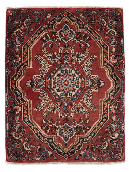 絨毯 ハマダン 70X95 ブラック/ダークレッド (ウール, ペルシャ/イラン)