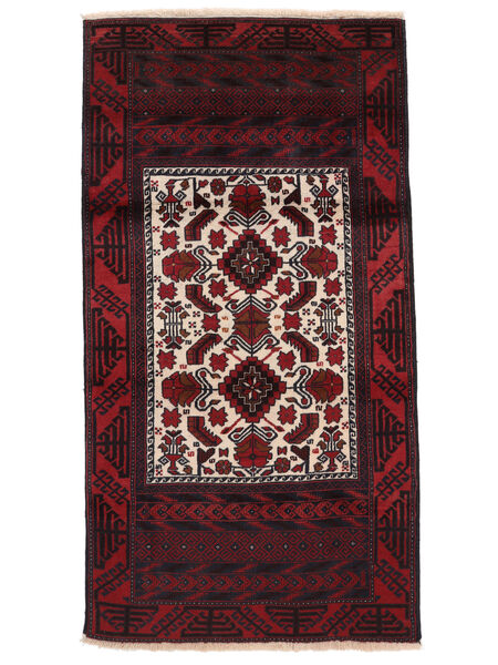 Tapis D'orient Baloutche 90X165 Noir/Rouge Foncé (Laine, Perse/Iran)
