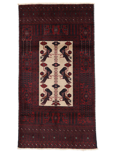 95X180 Dywan Orientalny Beludż Czarny/Ciemnoczerwony (Wełna, Persja/Iran) Carpetvista