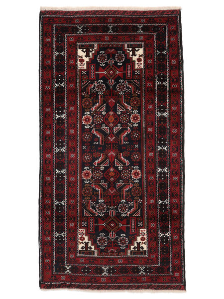 Koberec Beluch 95X175 Černá/Tmavě Červená (Vlna, Persie/Írán)
