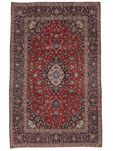 195X310 Tapis D'orient Kashan Noir/Rouge Foncé (Laine, Perse/Iran) Carpetvista