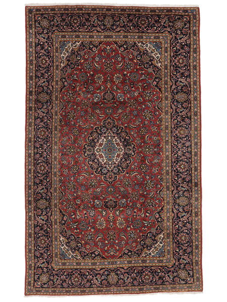 Tapete Kashan 209X305 Preto/Vermelho Escuro (Lã, Pérsia/Irão)