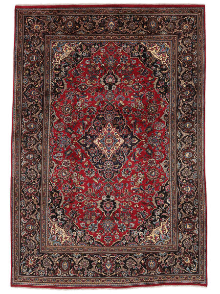  210X310 Mashad Rug Black/Dark Red Persia/Iran 