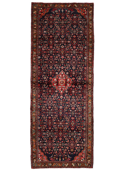 115X310 Tapete Oriental Hamadã Passadeira Preto/Vermelho Escuro (Lã, Pérsia/Irão) Carpetvista