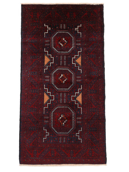 90X170 Tapis D'orient Baloutche De Couloir Noir/Rouge Foncé (Laine, Perse/Iran) Carpetvista