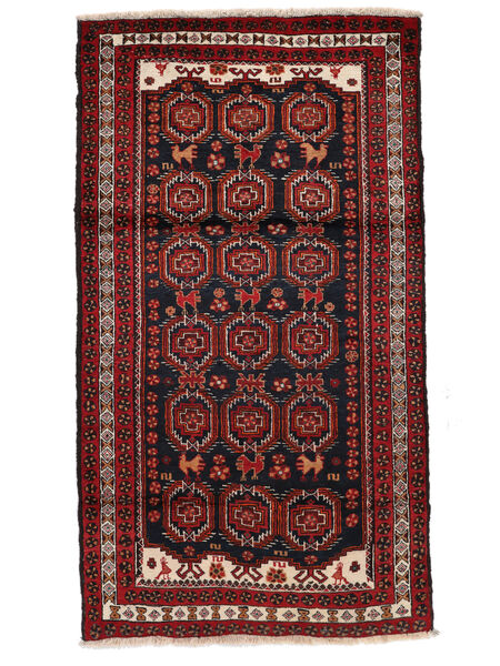  Persian Baluch Rug 100X185 Black/Dark Red 