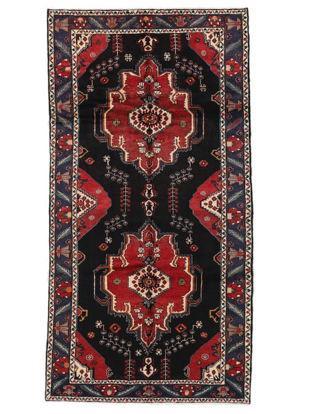 153X295 Nahavand Teppich Orientalischer Läufer Schwarz/Dunkelrot (Wolle, Persien/Iran) Carpetvista