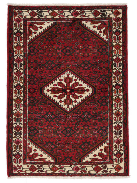  109X153 Hosseinabad Vloerkleed Zwart/Donkerrood Perzië/Iran Carpetvista