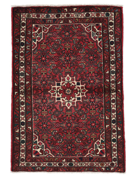  102X154 Hosseinabad Vloerkleed Zwart/Donkerrood Perzië/Iran Carpetvista