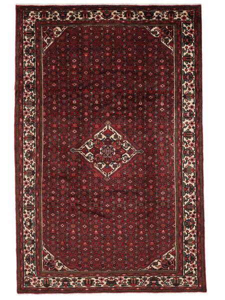  Oosters Hosseinabad Vloerkleed 200X314 Zwart/Donkerrood Wol, Perzië/Iran Carpetvista