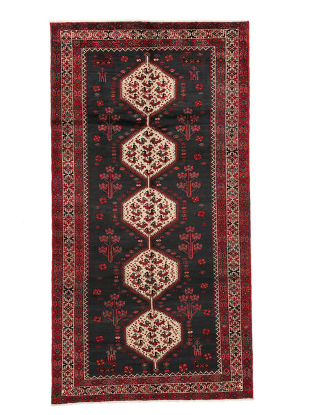 160X300 絨毯 オリエンタル ハマダン 廊下 カーペット ブラック/ダークレッド (ウール, ペルシャ/イラン) Carpetvista