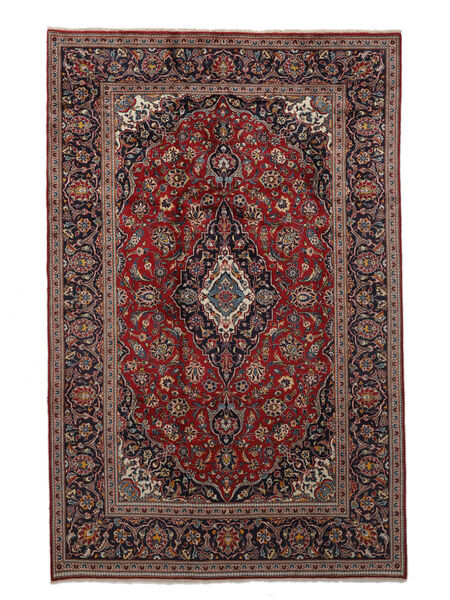 Tapete Kashan 200X310 Preto/Vermelho Escuro (Lã, Pérsia/Irão)