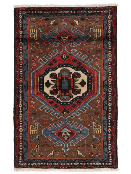 80X122 Tapete Hamadã Oriental Preto/Vermelho Escuro (Lã, Pérsia/Irão) Carpetvista
