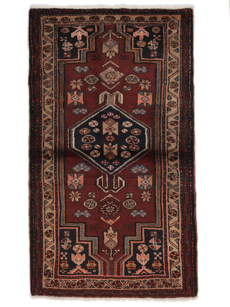 88X155 絨毯 オリエンタル ハマダン ブラック/茶色 (ウール, ペルシャ/イラン) Carpetvista