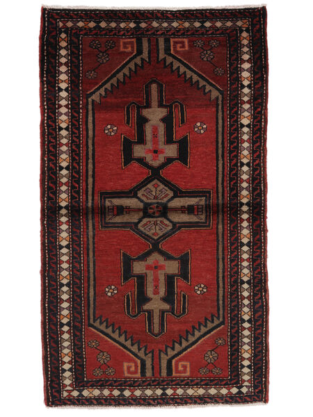 Χαλι Hamadan 85X150 Μαύρα/Σκούρο Κόκκινο (Μαλλί, Περσικά/Ιρανικά)