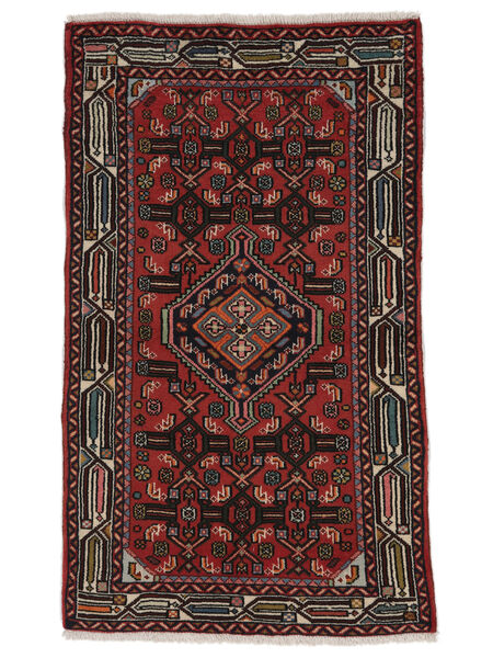 77X132 Dywan Hamadan Orientalny Czarny/Ciemnoczerwony (Wełna, Persja/Iran) Carpetvista