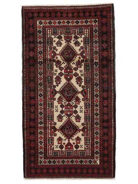 絨毯 オリエンタル バルーチ 100X190 ブラック/ダークレッド (ウール, ペルシャ/イラン)