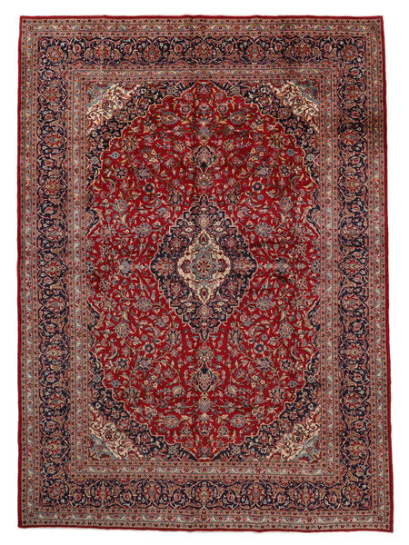 302X412 Tapis D'orient Kashan Rouge Foncé/Noir Grand (Laine, Perse/Iran) Carpetvista