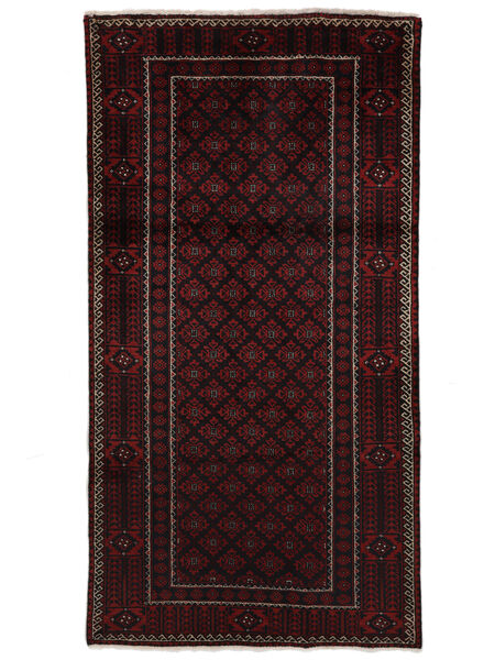 Tapis D'orient Baloutche 114X216 Noir/Rouge Foncé (Laine, Perse/Iran)