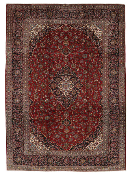 250X348 Alfombra Oriental Keshan Negro/Rojo Oscuro Grande (Lana, Persia/Irán) Carpetvista