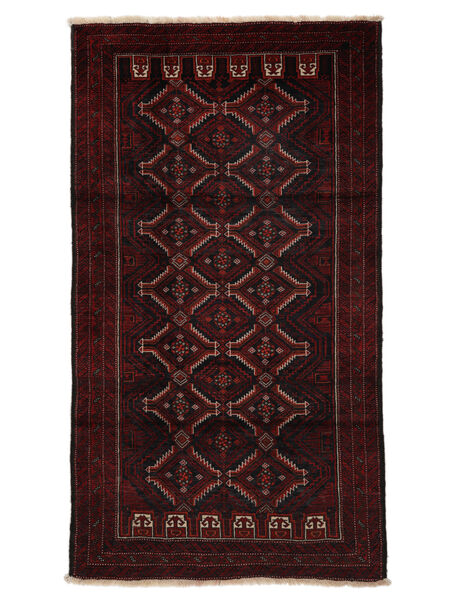  100X188 Belutsch Teppich Schwarz/Dunkelrot Persien/Iran Carpetvista