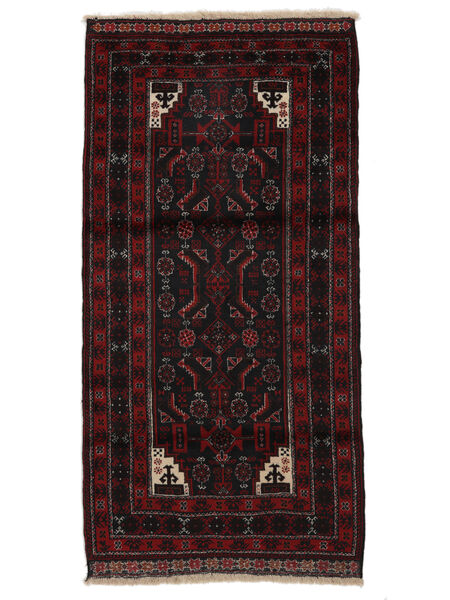 92X173 Tapete Balúchi Oriental Preto/Vermelho Escuro (Lã, Pérsia/Irão) Carpetvista