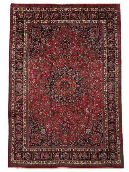 Tapete Persa Mashad 250X360 Preto/Vermelho Escuro Grande (Lã, Pérsia/Irão)