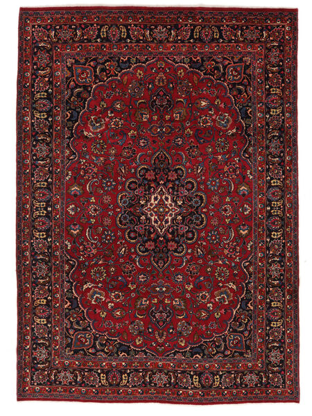 250X355 Tapis D'orient Mashad Noir/Rouge Foncé Grand (Laine, Perse/Iran) Carpetvista